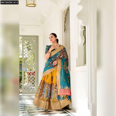 Kalamkari Print Dola Silk Lehenga Choli for Women | Buy Ethnic Wear Online