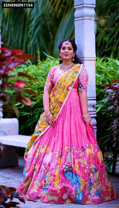 Kalamkari Print Lehenga Choli for Women | Festive Celebration