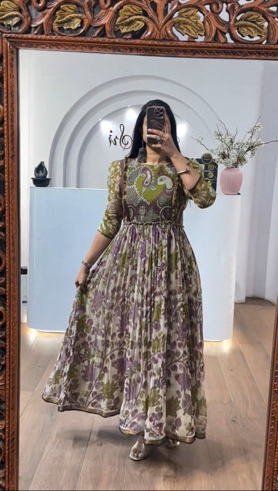 Kalamkari Printed Gown for Women | Festive & Ethnic Wear