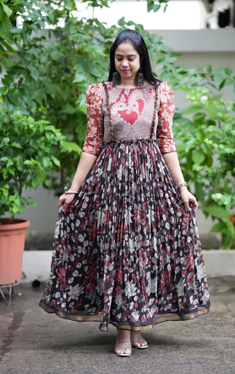 Kalamkari Printed Maxi Dress for Women