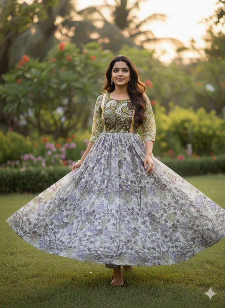 kalamkari maxi dress Kalamkari Printed Maxi Dress for Women