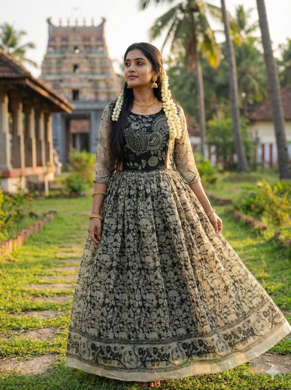 kalamkari maxi dress Kalamkari Printed Maxi Dress for Women