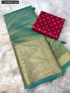 Kanchipuram Jacquard Organza Tissue Saree for Women | Party Wear