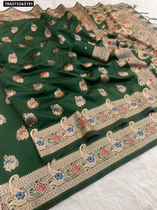 Handcrafted Kanjivaram Banarasi Soft Silk Saree with Elegant Meena Work for Festive Weddings