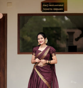 Kanjiveram Silk Zari Half Saree Lehenga for Women | Festive & Wedding