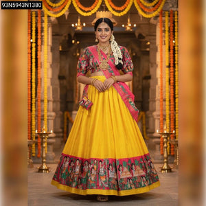 Buy Kathak Kalamkari Dola Silk Lehenga for Women | Festive & Wedding Ethnic Wear Online