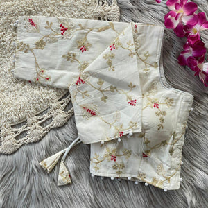 Khadi Embroidered V-neck Blouse for Women | Festive & Daily Wear