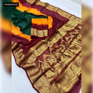 Buy Khadi Georgette Saree for Women | Kanchi Zari Border | Ethnic Wear Online