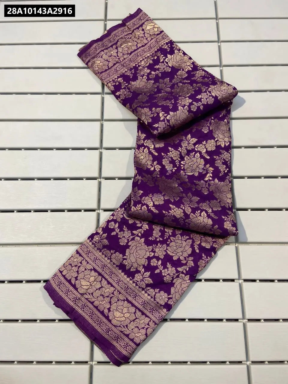 Lavender Khadi Georgette Silk Saree with Zari Weaving