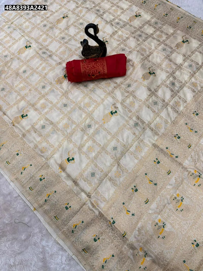 Buy Off-White Khadi Georgette Silk Saree for Women - Zari Woven Festive & Ethnic Wear Online