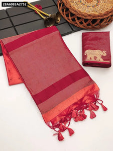 Khadi Raw Silk Saree for Women with Traditional Elephant Border | Buy Ethnic Wear Online