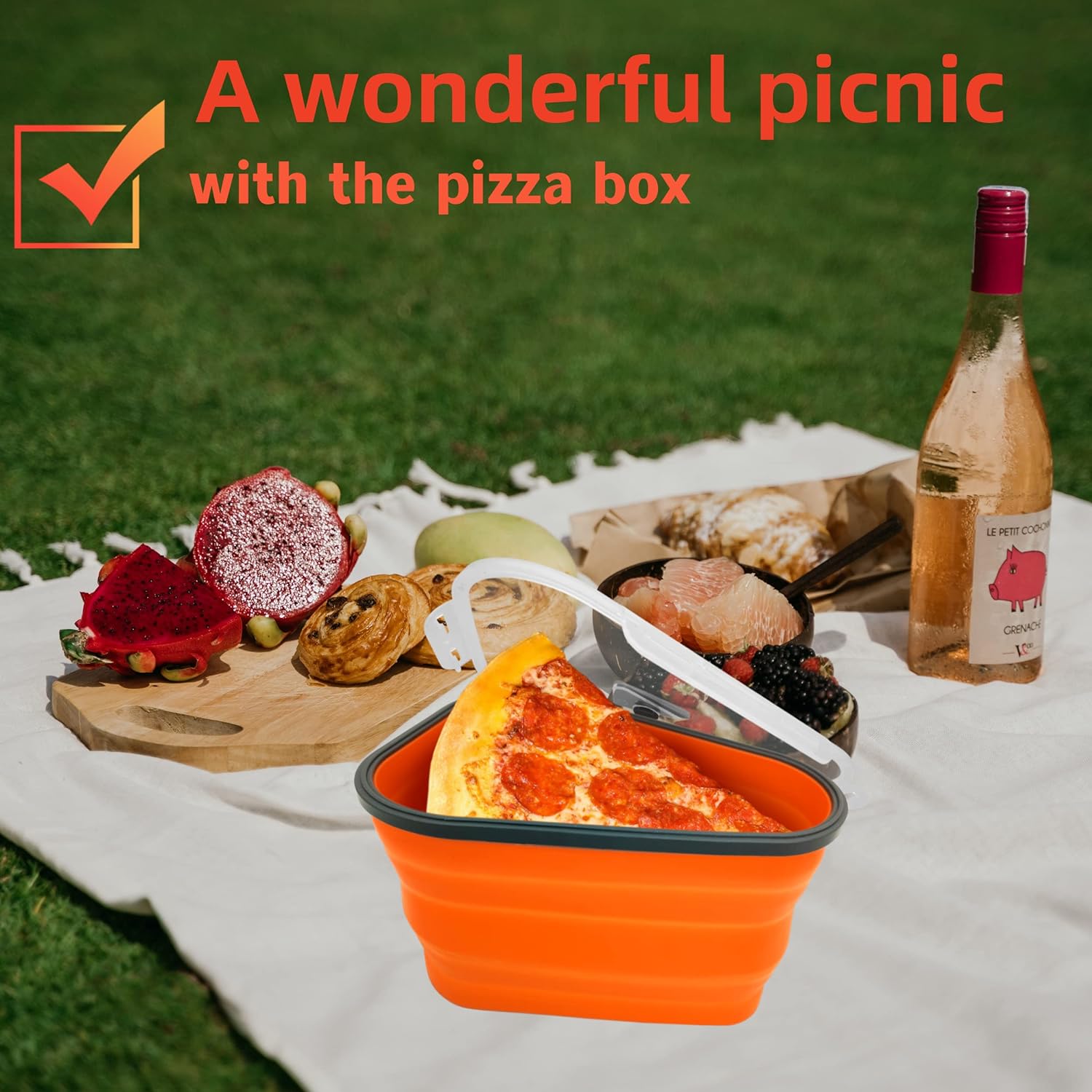 10026 Reusable Pizza Storage Containers With 5 Microwavable Serving Trays Silicone Container Expandable Adjustable For Packing Pizza At Home Outdoor