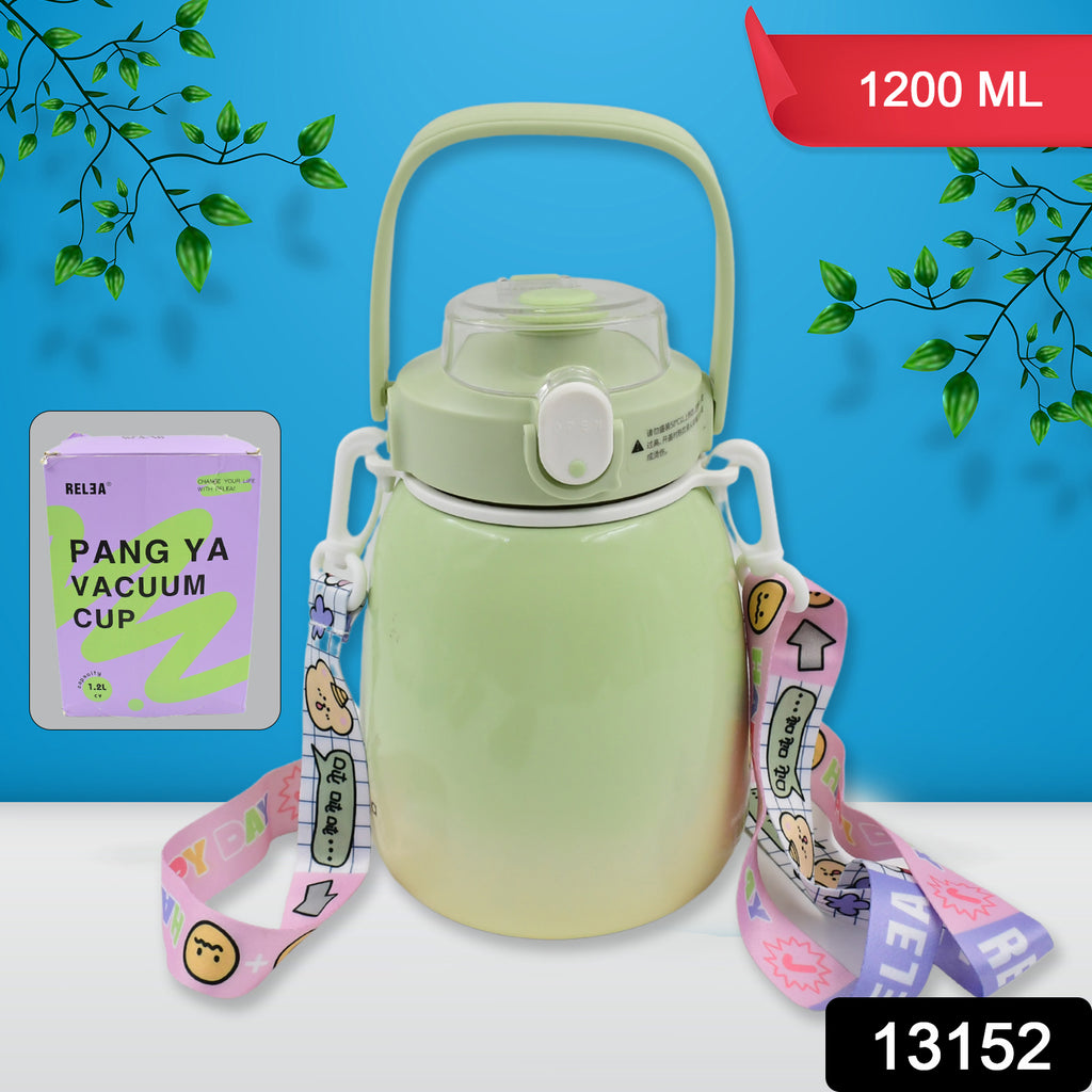 1200ml stainless steel vacuum insulated mug bottle with handle and straw