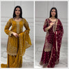 Ladies' Embroidered Sequence Faux Georgette Top Palazzo Dupatta Set | Festive Wear