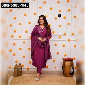 Ladies Embroidered Viscose Chanderi Kurti Set | Women's Festive & Everyday Elegance