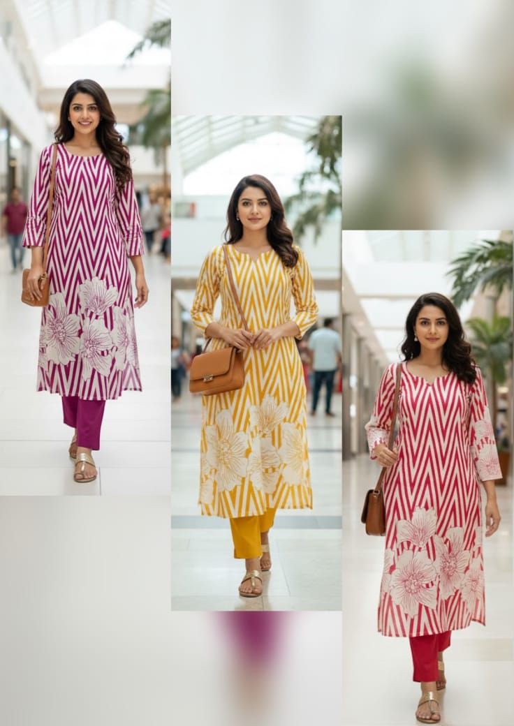 TRENDBUY Lahariya Jaipur Print Cotton Cord Sets for Women - Magenta, Yellow, Red multi-view
