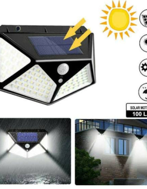 Latest solar light for garden with 100 LED motion sensor for outdoor illumination.