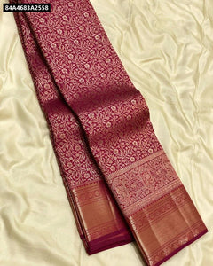 TRENDBUY Wine Red Lichi Silk Jacquard Saree for Women | Festive & Wedding Ethnic Wear Online