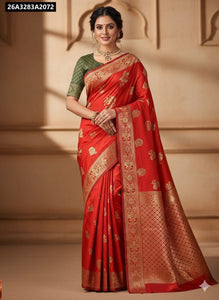 Lichi Silk Jacquard Woven Saree for Women | Festive Wear