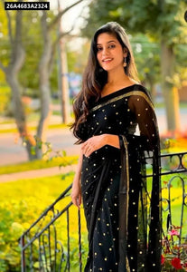 Buy Lightweight Georgette Saree for Women | Embroidered Buti Design | Ethnic Wear Online