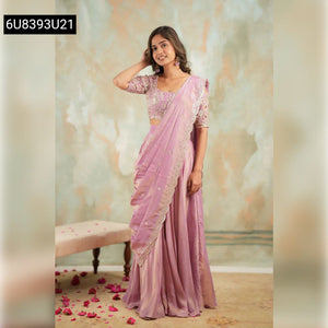 Lilac Vichitra Silk Embroidered Lehenga Set for Women | Festive Celebration Ethnic Wear Online