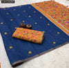 Linen Cotton Saree for Women | Digital Print & Zari Border
