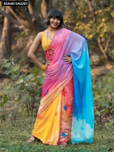 Linen Digital Print Saree for Women | Fashion-Forward Ethnic Wear Online