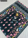 TRENDBUY Linen Digital Print Saree for Women with Jari Border Blouse | Buy Ethnic Wear Online