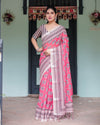 Linen Digital Print Women's Saree | Casual & Festive Wear by TrendBuy