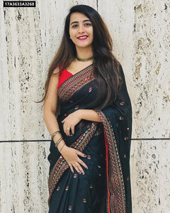 Linen Jute Silk Printed & Mirror Work Saree for Women | Festive & Party Wear