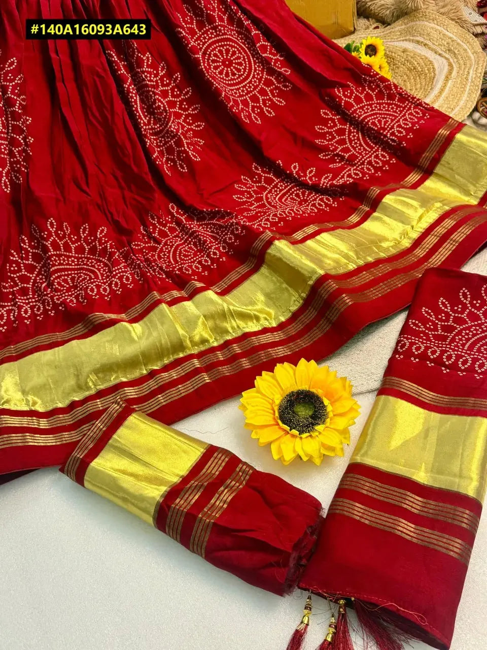 Premium Ajrakh Gaji Silk Lehenga for festive weddings