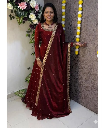 Luxe Anarkali Gown - Elegant Sequence Embroidery Party Wear