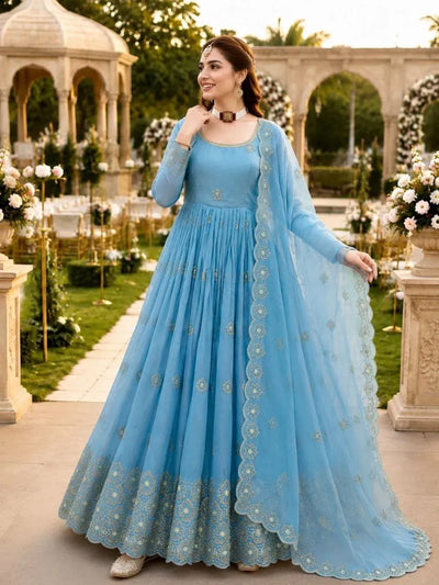 Luxe Anarkali Gown with Heavy Sequence Embroidery - Festive Wear for Women