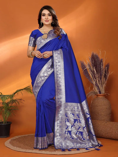 Luxe Banarasi Silk Saree - Handwoven Zari for Wedding Wear
