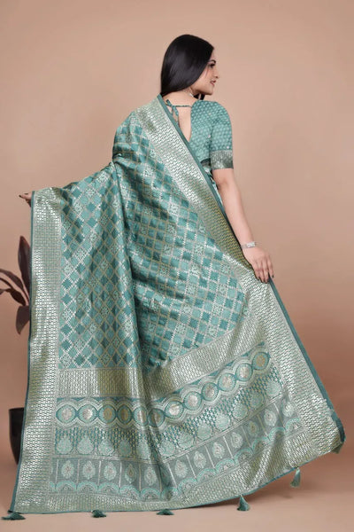 Luxe Banarasi Silk Saree - Heavy Zari Work Festive Wear
