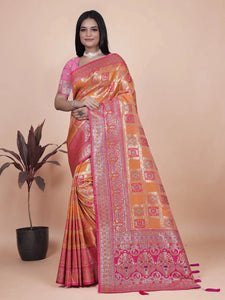 Luxe Banarasi Silk Saree - Silver Zari Wedding Wear