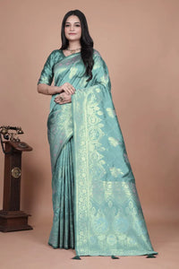 Luxe Banarasi Silk Saree with Golden Zari for Festive Weddings