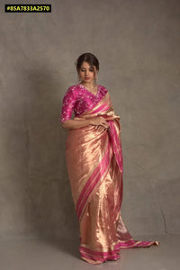 Luxe Banarasi Soft Glass Tissue Silk Saree with Elegant Satin Jacquard Border for Festive Wear