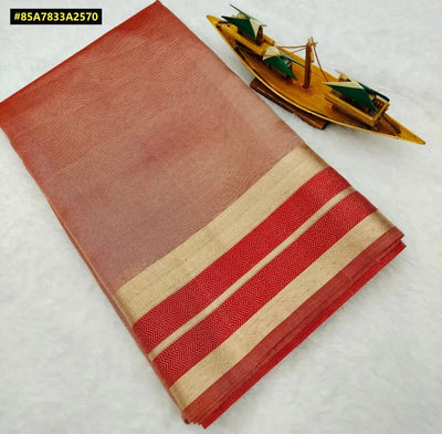 Luxe Banarasi Soft Glass Tissue Silk Saree with Elegant Satin Jacquard Border for Festive Wear