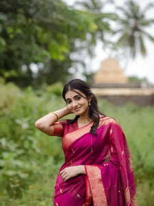 Luxe Banarasi Soft Silk Saree - Elegant Lightweight Drape for Festive Wear