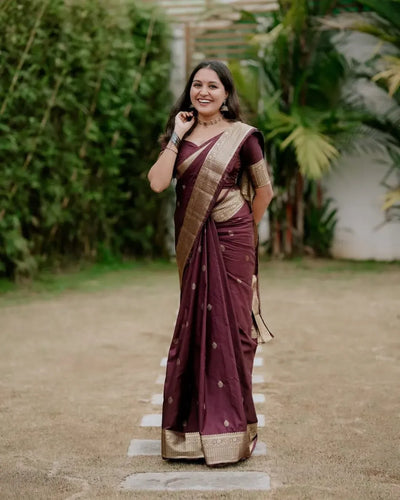 Luxe Banarasi Soft Silk Saree - Gold Zari Weaving for Parties