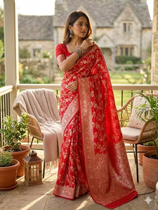 Luxe Banarasi Soft Silk Saree - Zari Woven Festive Wear for Women