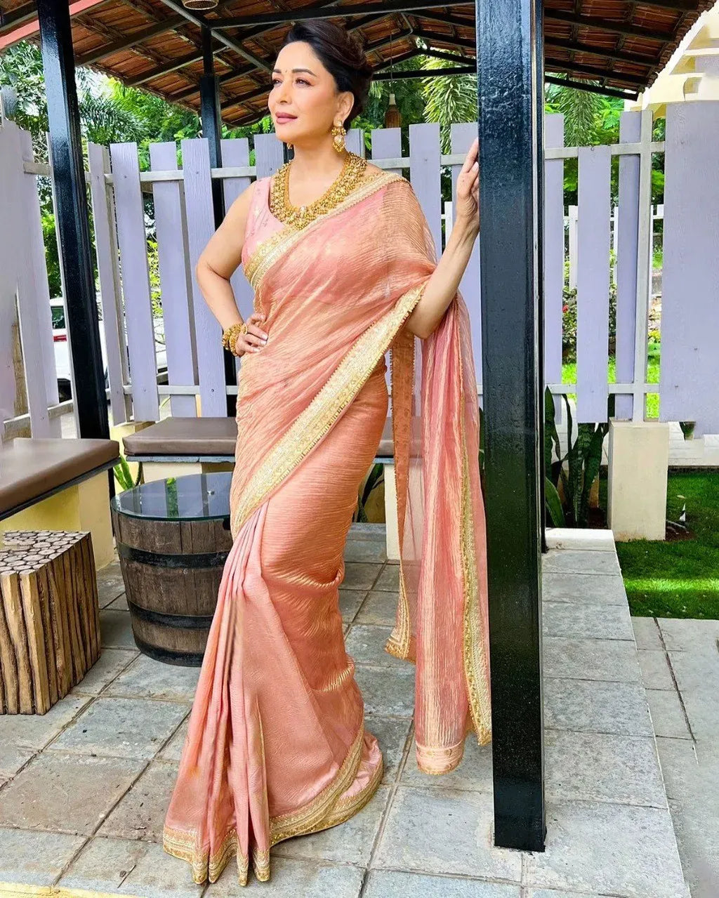 Banarsi crush silk saree with sequin embroidery