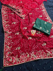 Luxe Bandhani Georgette Suit Set - Heavy Gotta Embroidery for Festive & Wedding Wear