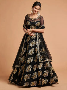 Luxe Black Soft Net Lehenga Choli with Heavy Zari Embroidery