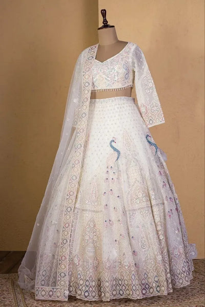 Luxe Bridal Lehenga with Peacock Embroidery for Women