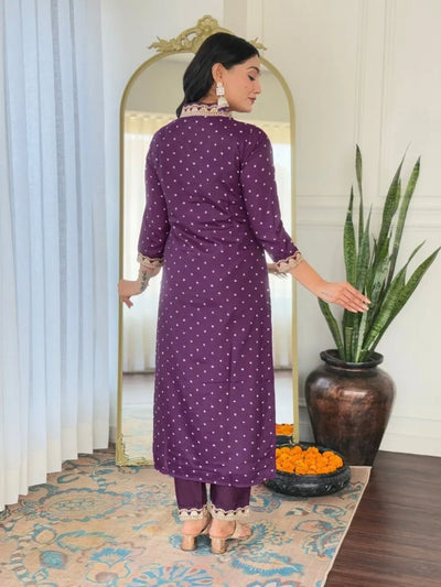 Luxe Chanderi Kurta Set - Embroidered Festive Wear for Women