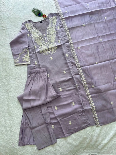 Luxe Chanderi Suit Set - Premium Embroidered Festive Wear for Women