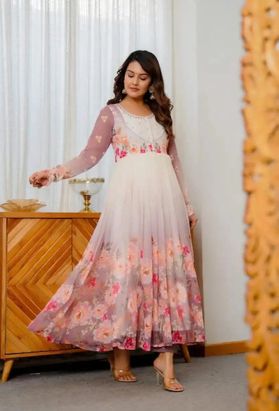 Luxe Chiffon Anarkali Gown - Elegant Festive Wear for Women