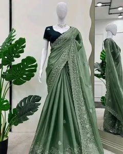 Luxe Chiffon Saree - Heavy Embroidery Design for Festive Women